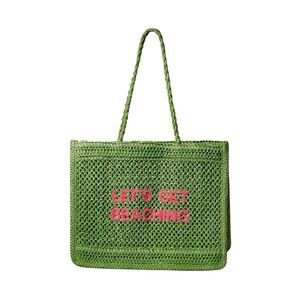 Crocheted Green  Tote Bag Summer Vibes with Statement Beach Bag For Woman